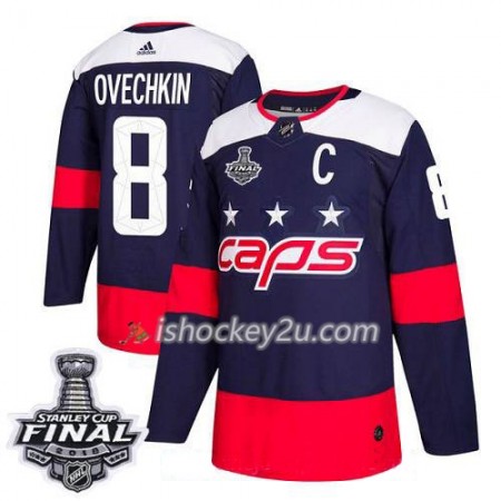 Mænd NHL Washington Capitals Trøje Alex Ovechkin 8 2018 Stanley Cup Final Patch Adidas Stadium Series Authentic